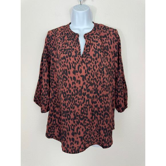 PerSeption Concept Leopard Print Split Neck Blouse NWT Size Medium - Picture 1 of 5